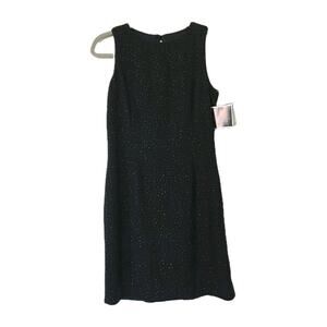 Vtg David Warren Black Mini Dress Womens 8P Polka Dot LBD 90s HOCO Prom NEW